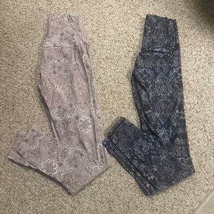 Floral Paisley Leggings Set - Beige and Navy